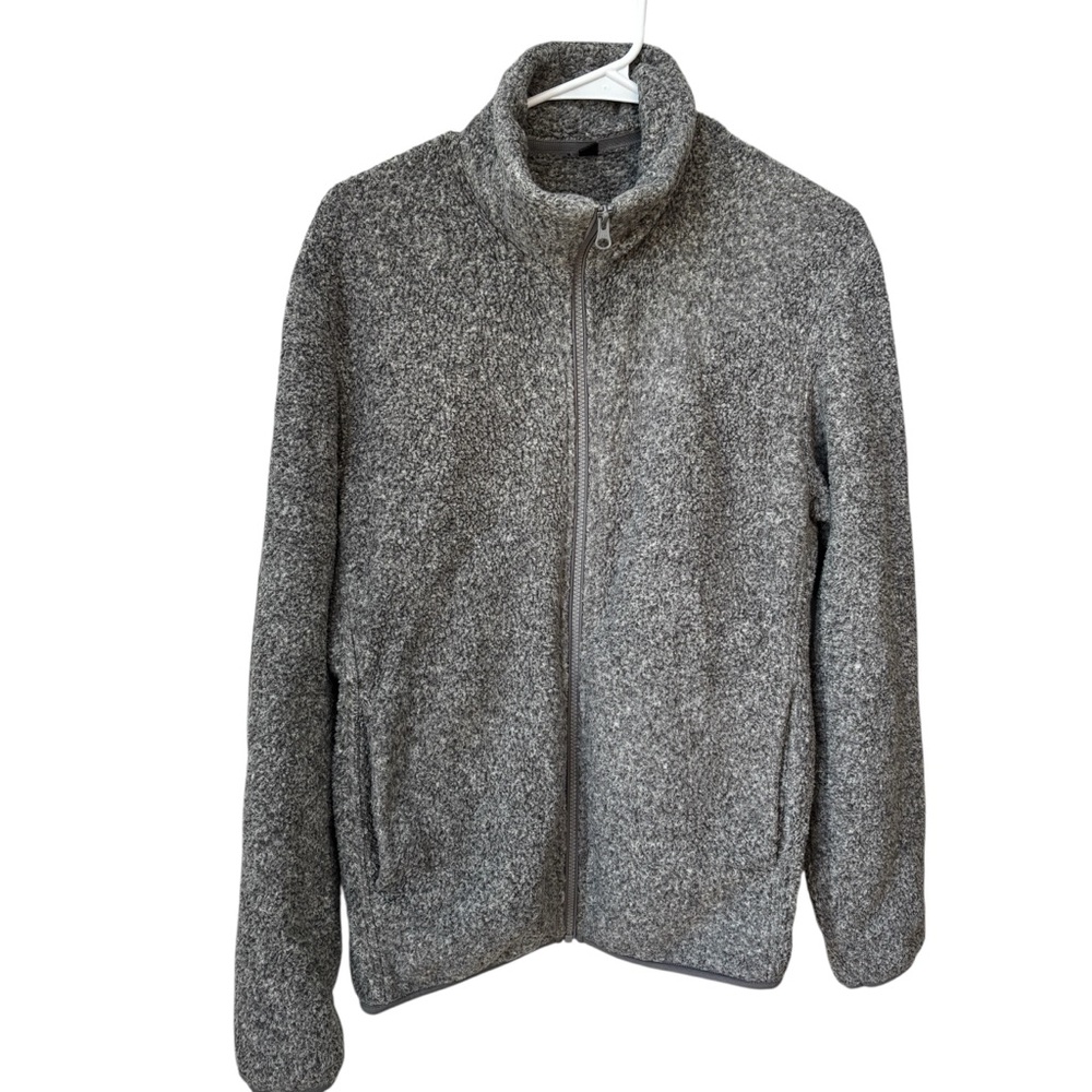 Uniqlo Full Zip Fuzzy Teddy Fleece Jacket Women’s Medium Black Grey